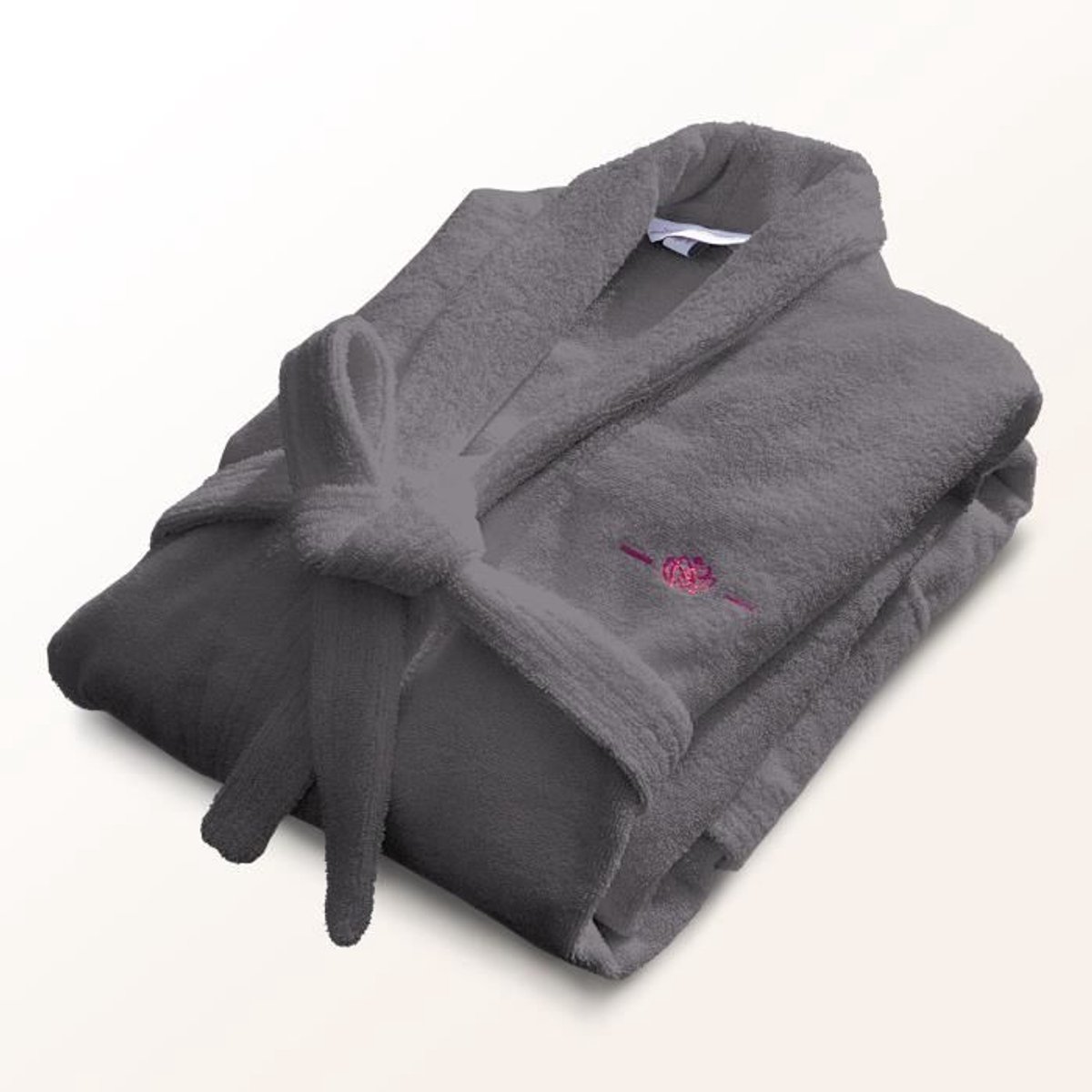 Badjas - BADTIJD - Maat L - 100% katoen 500 g/m² - Zacht, absorberend, unisex - Donkergrijs