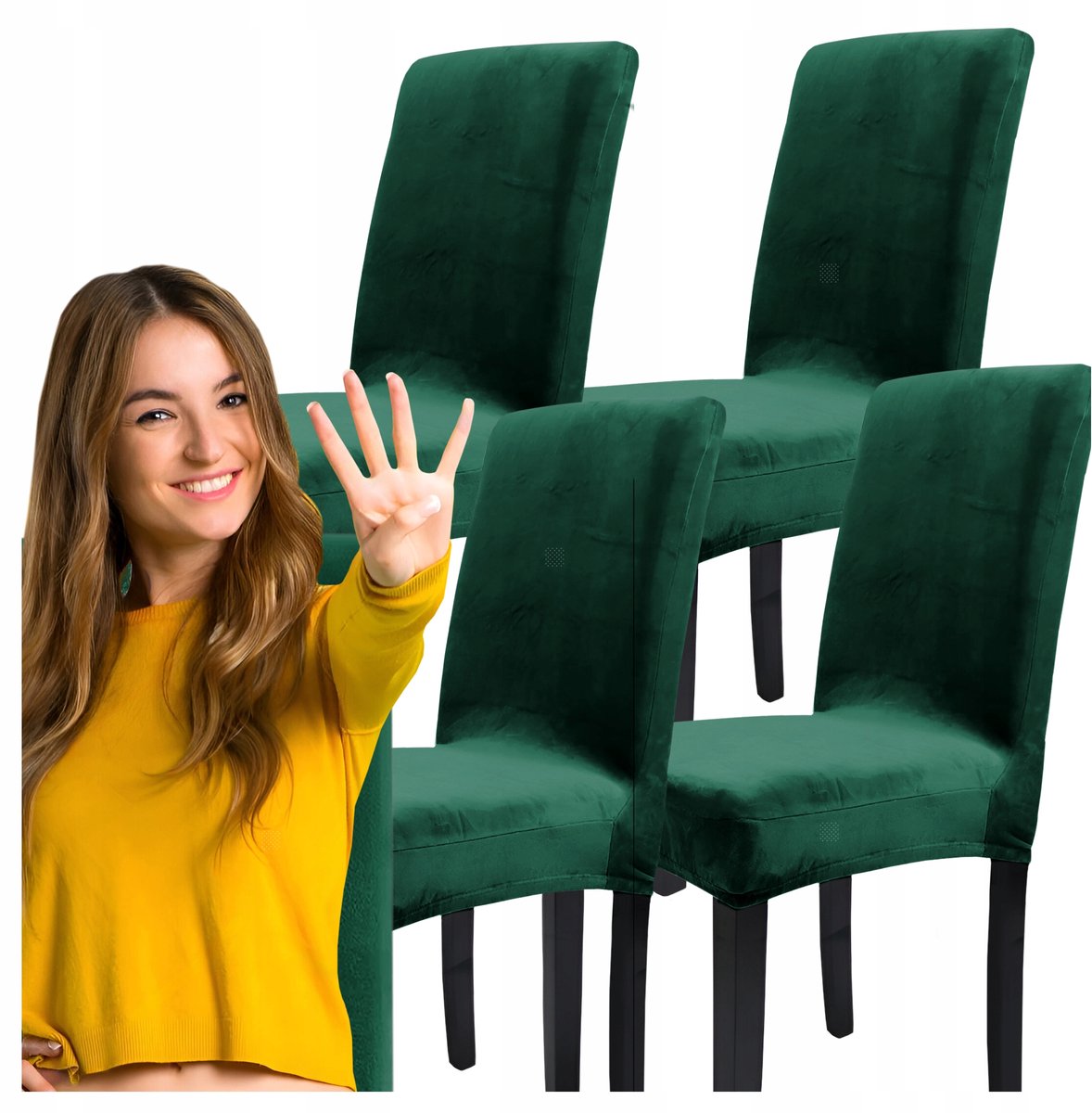 4x Luxe Velours Stoelhoes Universeel - Beschermend & Stijlvol