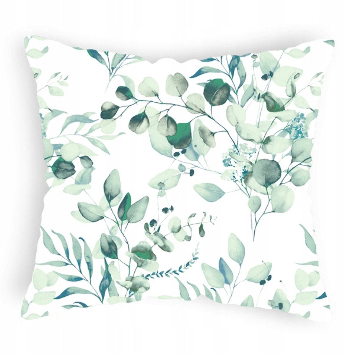 Mintgroene kussensloop met plantenprint, 70x80 cm, 100% katoen