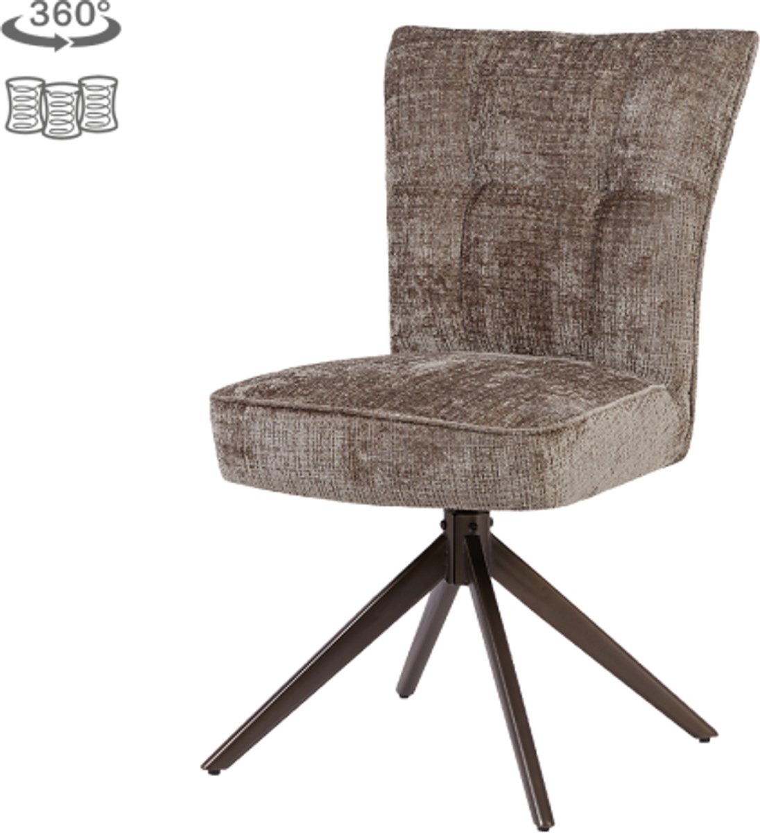 Tower Living Eetkamerstoel Bardi draaibaar - Stof cremona 24 taupe - anodic brown poot