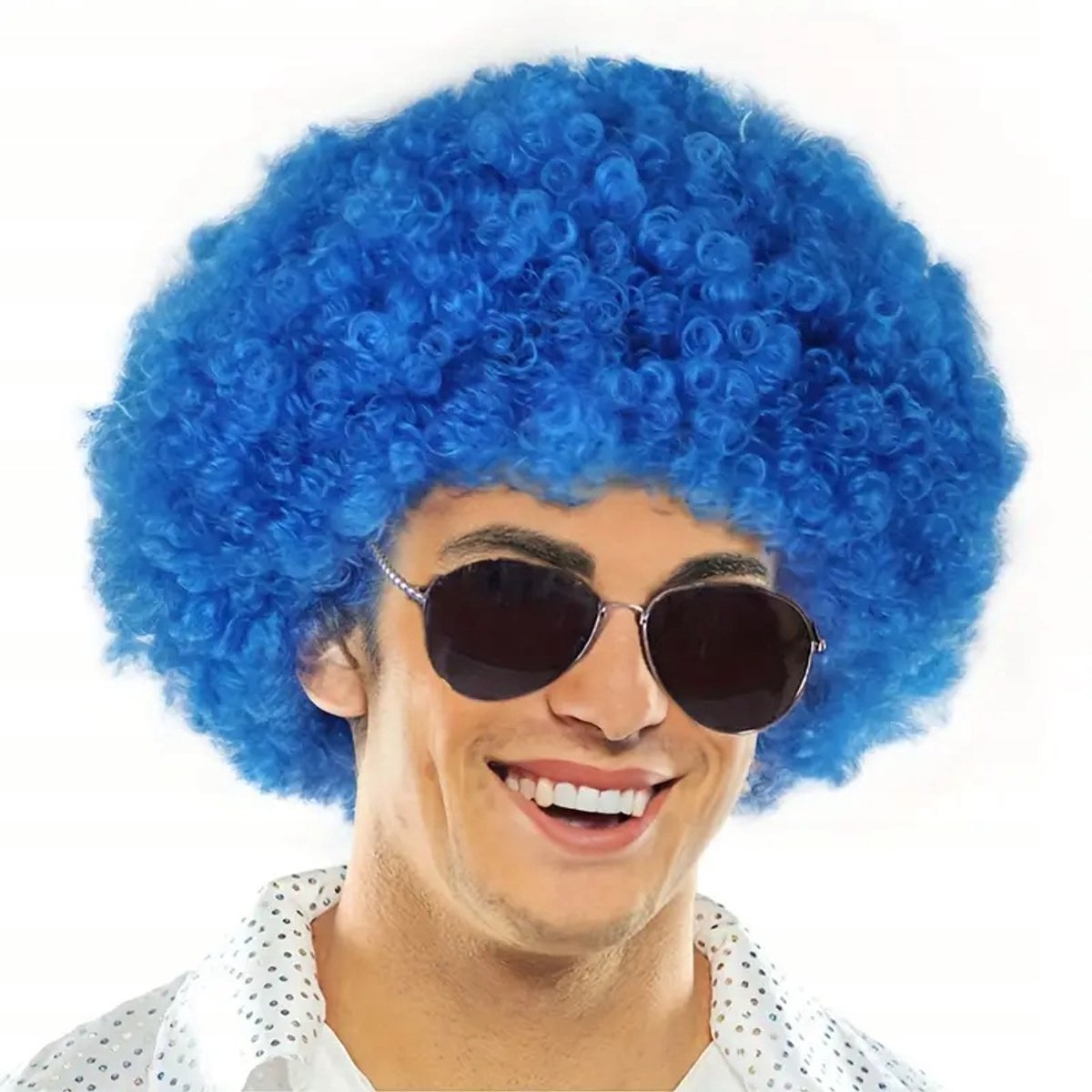 Merkloze Afro Pruik Donkerblauw - Feestelijk & Opvallend