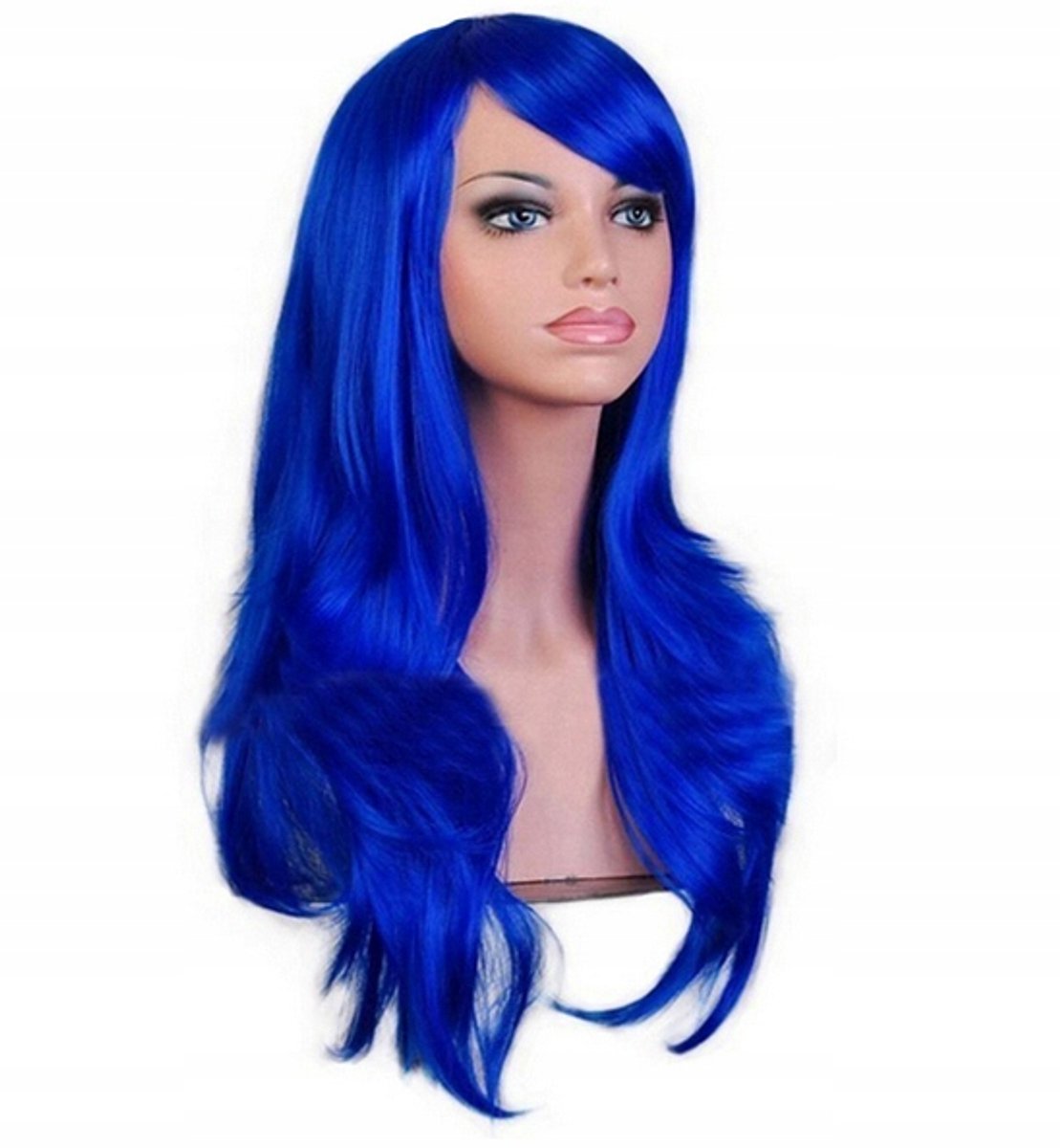 Cosplay Pruik Anime Manga Blauw 70cm Lang Goud met Pony