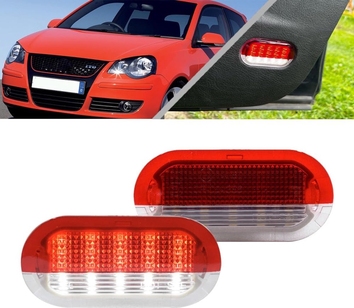 Deurverlichting LED - Wit/Rood - Waterdicht en hittebestendig - Voor VW Golf en Skoda - ShopVlot