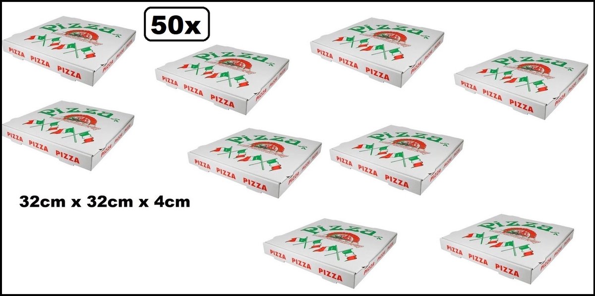 50x Pizzadoos 32x32x4cm pizza print - Pizza Food thema feest festival Italie landen pizzaria