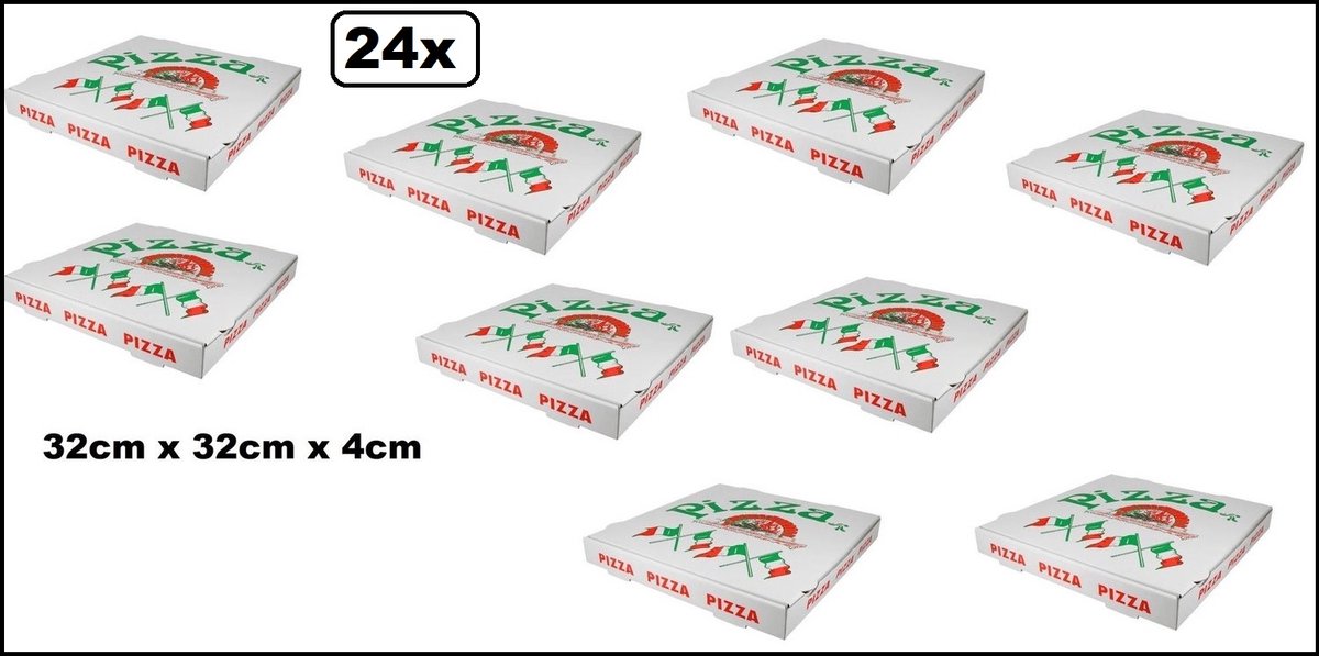 24x Pizzadoos 32x32x4cm pizza print - Pizza Food thema feest festival Italie landen pizzaria