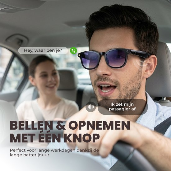 Dynabright Camera Bril - Slimme Bril met Camera - Bluetooth - Met belfunctie - NL App - Incl 2 Extra Sets Glazen - Mini Spycamera - Incl. Opbergzakje - Camera & Video & Muziek - Smart Glasses - Oplaadbaar — afbeelding 4