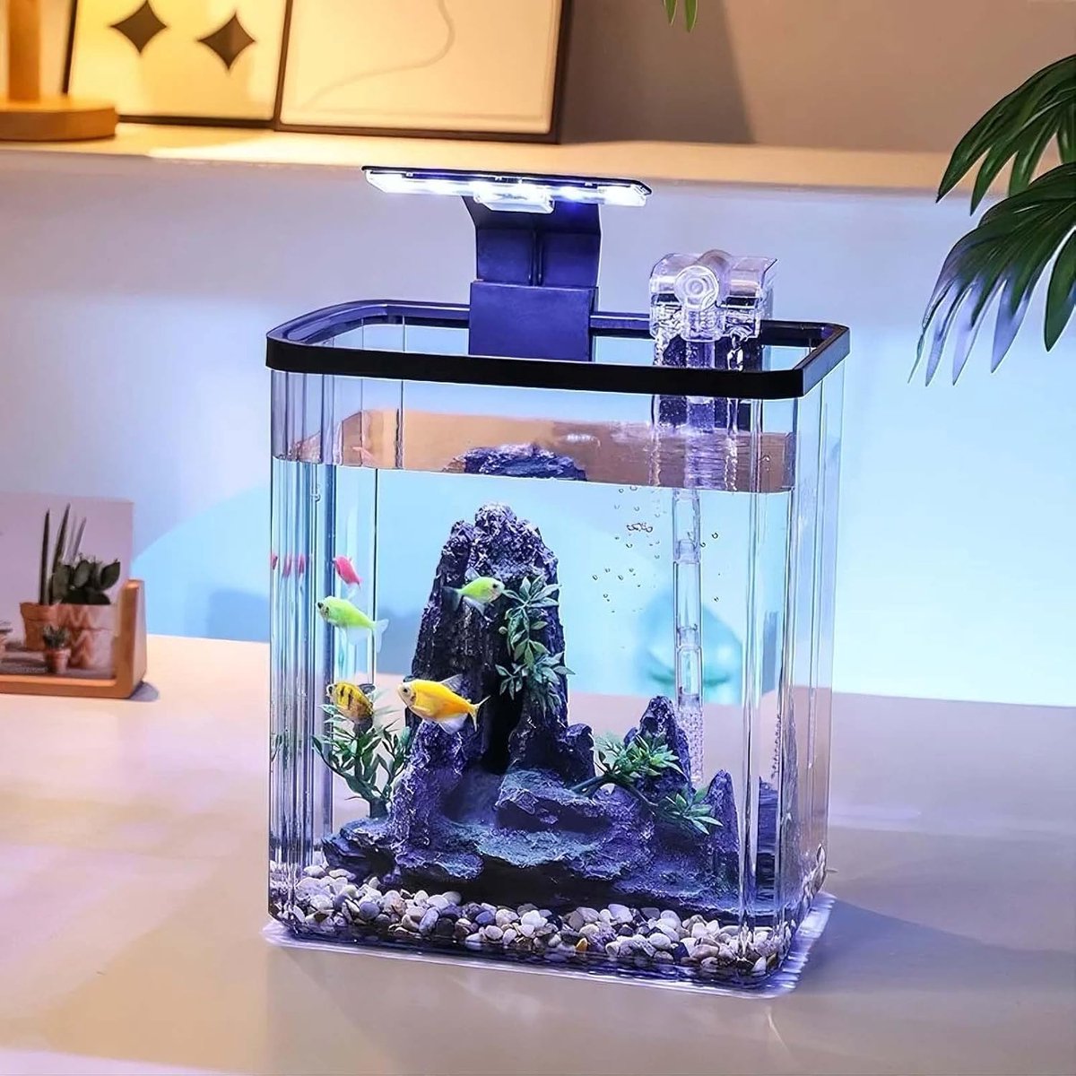 Complete Aquarium Starterset 9.5 Liter – Nano Aquarium voor Betta, Goudvis en Garnalen – HD Helder Acryl