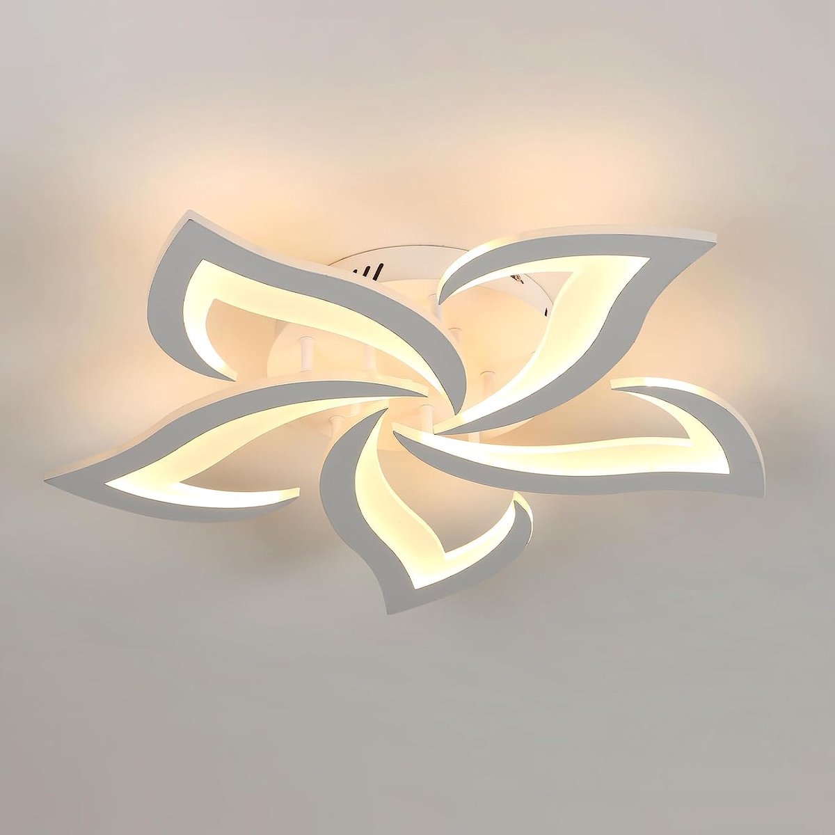 Riserva LED Plafondlamp modern minimalistisch onregelmatig wit, zwaluwstaart design 5‑lichts 58cm, 60W warm wit 3000K Ra80, ijzer + acryl, voor woonkamer slaapkamer keuken