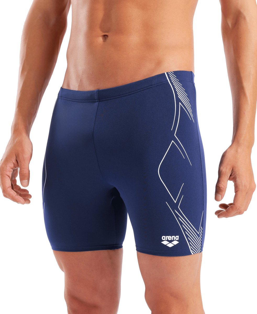 Arena Heren Zwemjammer Graphic Mid Navy Wit