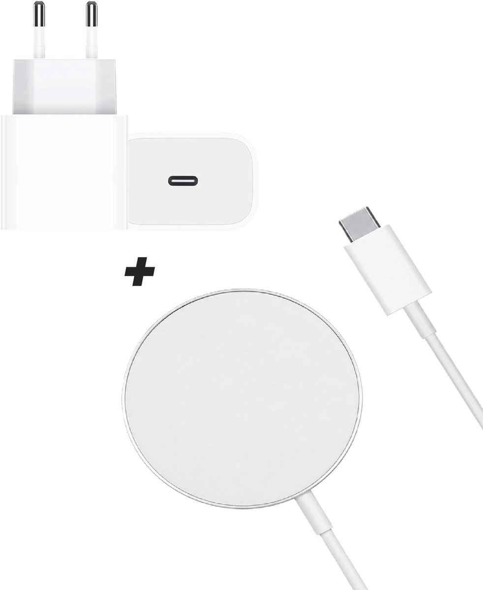 DISEV® Geschikt voor MagSafe Wireless Oplader – Draadloze oplader - Geschikt voor iPhone 12 / 13 / 14 / 15 - 20W USB-C Power Adapter