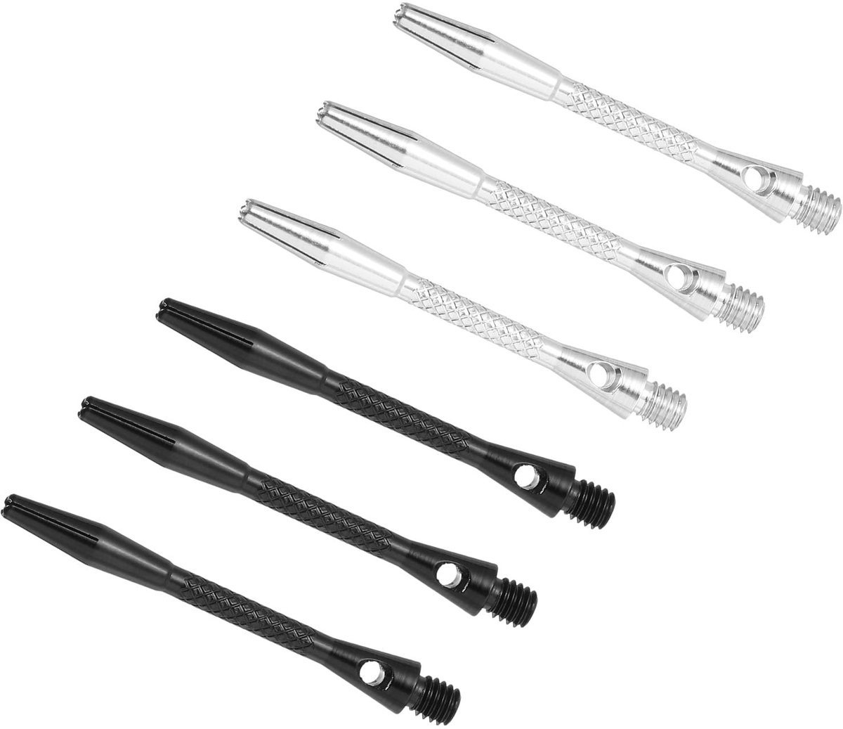 Set van 6 Dart Schachten 45 mm Aluminium Zilver Zwart