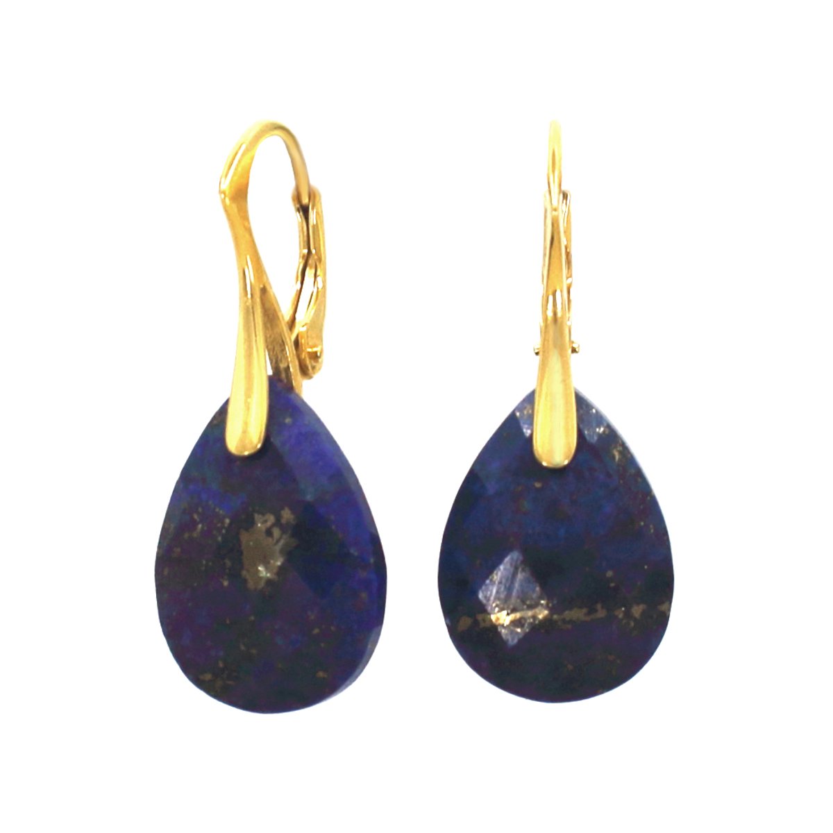 ARLIZI 2513 Oorbellen lapis lazuli druppel hanger - verguld - 33 mm