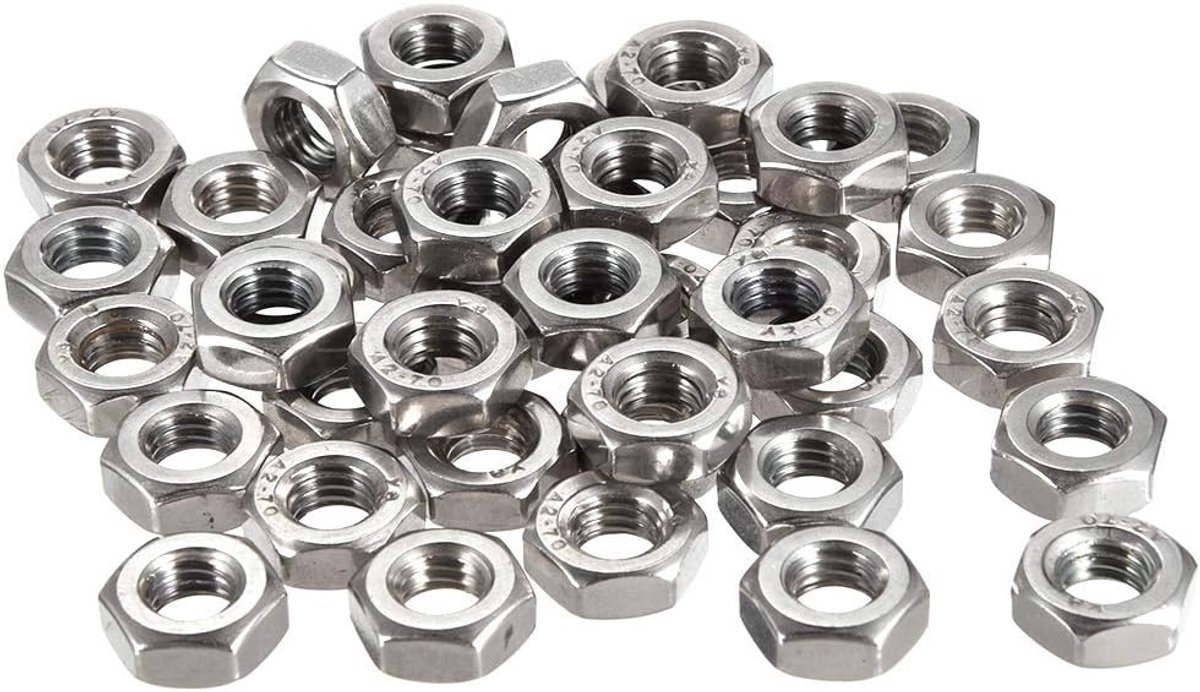 sourcing map Hex Nuts Hex Nuts Coarse Metric Thread M2.5 x 0.45 mm Carbon Steel Pack of 200 (Silver) - ShopVlot