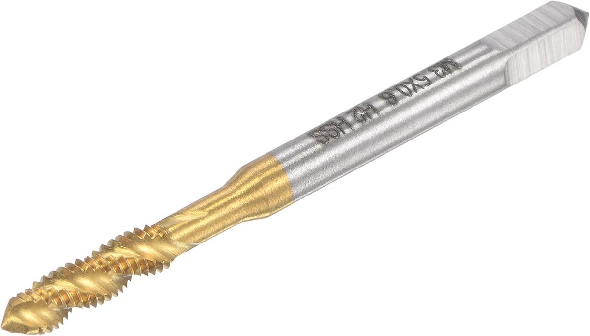 sourcing map Threaded drill bit with spiral groove M3.5 x 0.6 high-speed steel titanium coated machine tap 3 cutting - ShopVlot