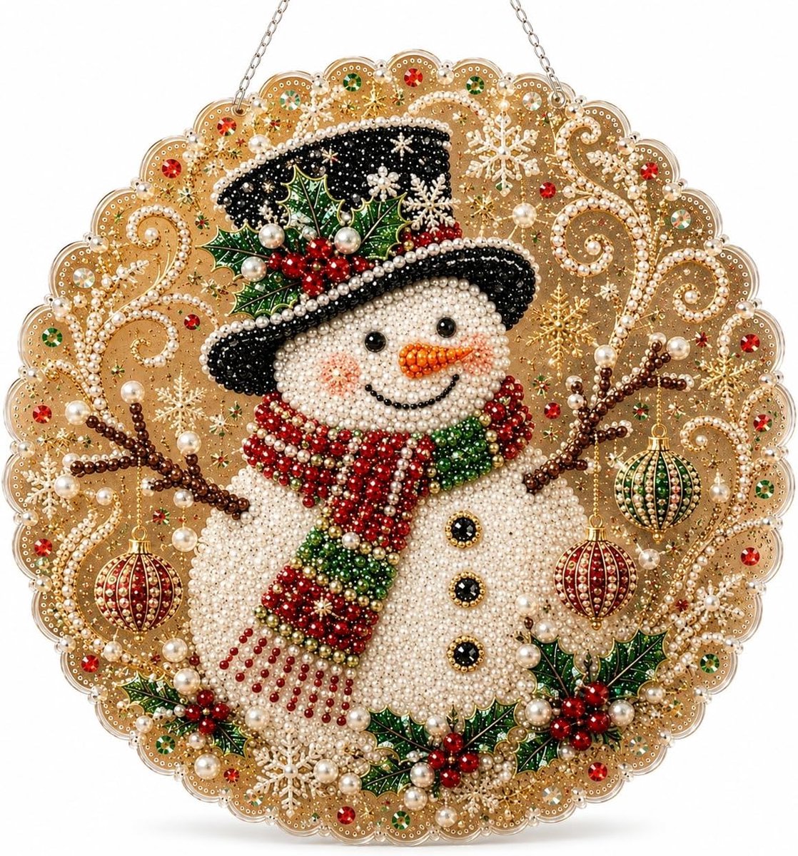 DIY Diamond Painting - Kerst Diamond Painting Kunstset met Parels - DIY Feestelijke Decoraties - Raamhangers - Muurdecoraties - Geschikt voor knutselaars - Thema Sneeuwman