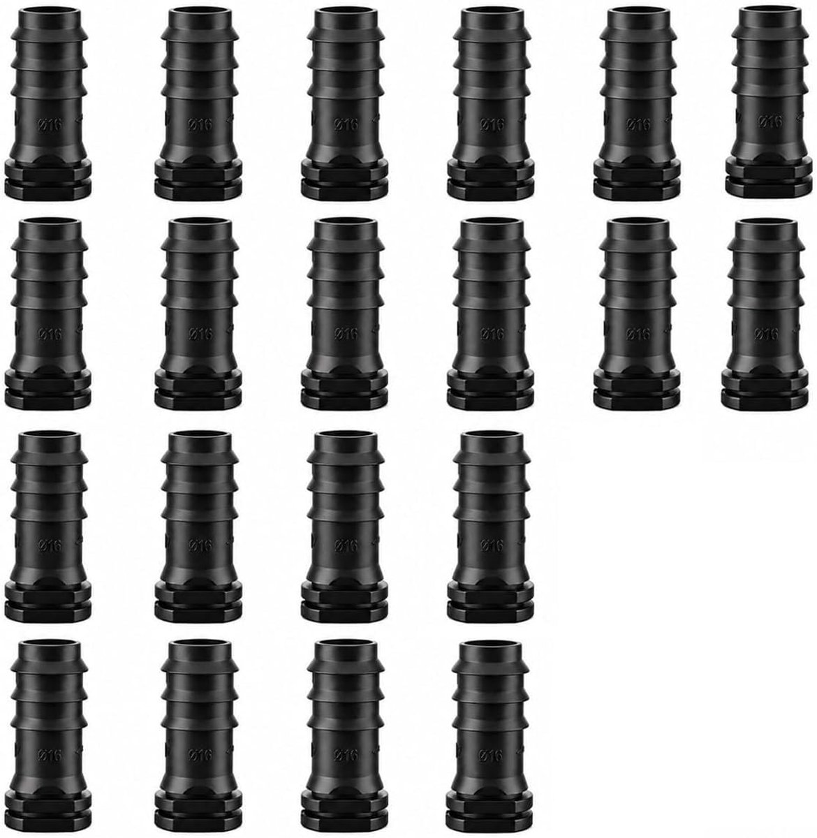 Zolara 20 stuks eindstoppen 16 mm, zwarte kunststof slangverbinders met steekaansluiting en weerhaken voor - ShopVlot
