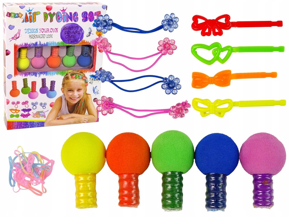 Creatieve Haarverf Set voor Kinderen: Kleurrijke Verf, Elastiekjes & Speldjes