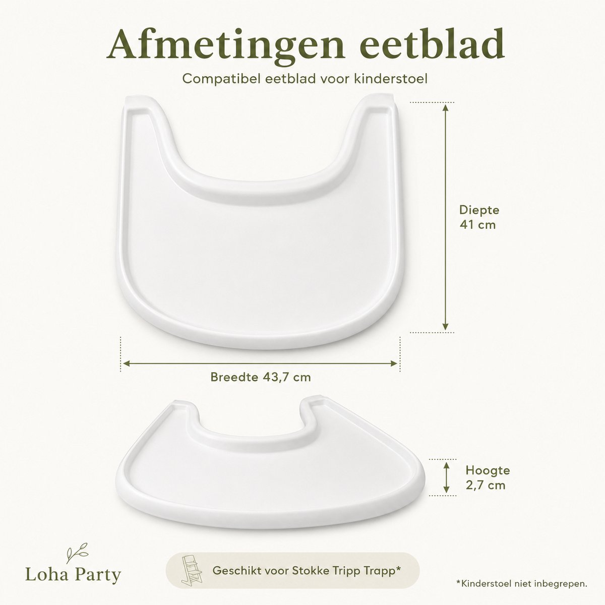 Loha Party Eetblad met Opbergbak – Geschikt voor Stokke Tripp Trapp – 2-delige Kinderstoel Accessoireset – Wit – foto 7