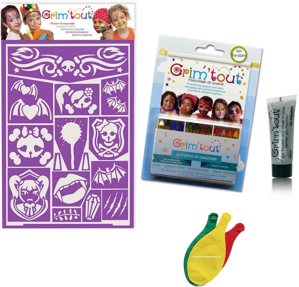Makeup set Princess Dracula without parabens: 1 template + 12 makeup pens + 1 glitter gel + 3 balloons Blumie - ShopVlot