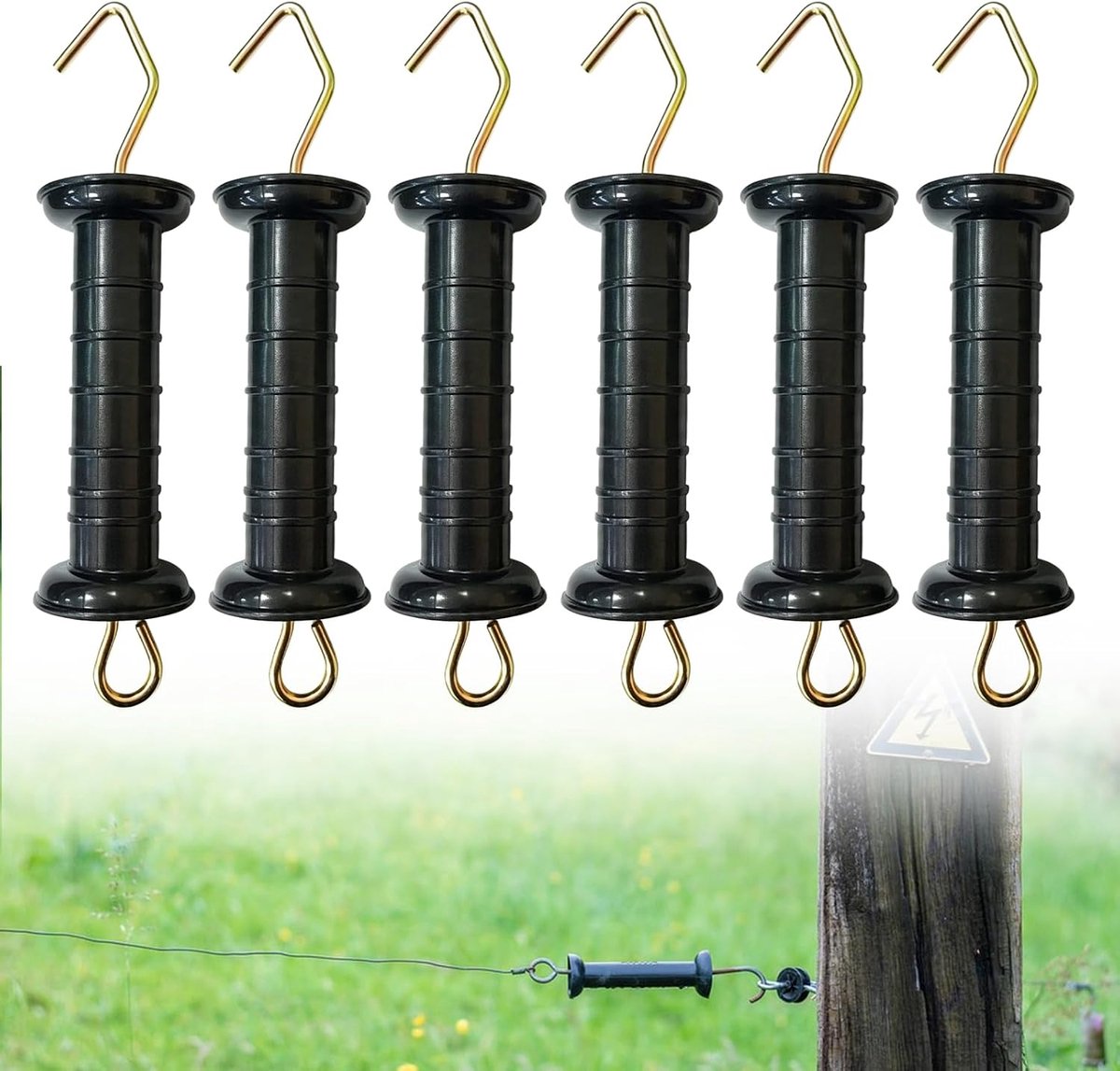 6 stuks geïsoleerde hekdeurgrepen, kunststof handgreep, heavy duty elektrische hek, poortgreep, weihek, geïsoleerde - ShopVlot