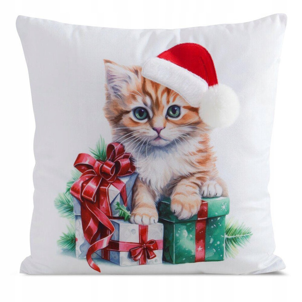 Kerstkussenhoes 45x45 cm met Kattenprint - Decoratief & Feestelijk