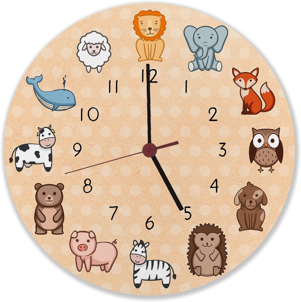 Kinderklok schattige dieren - Wandklok voor de kinderkamer - Decoratie voor peuters en kleuters - Leerzaam en leuk - ShopVlot