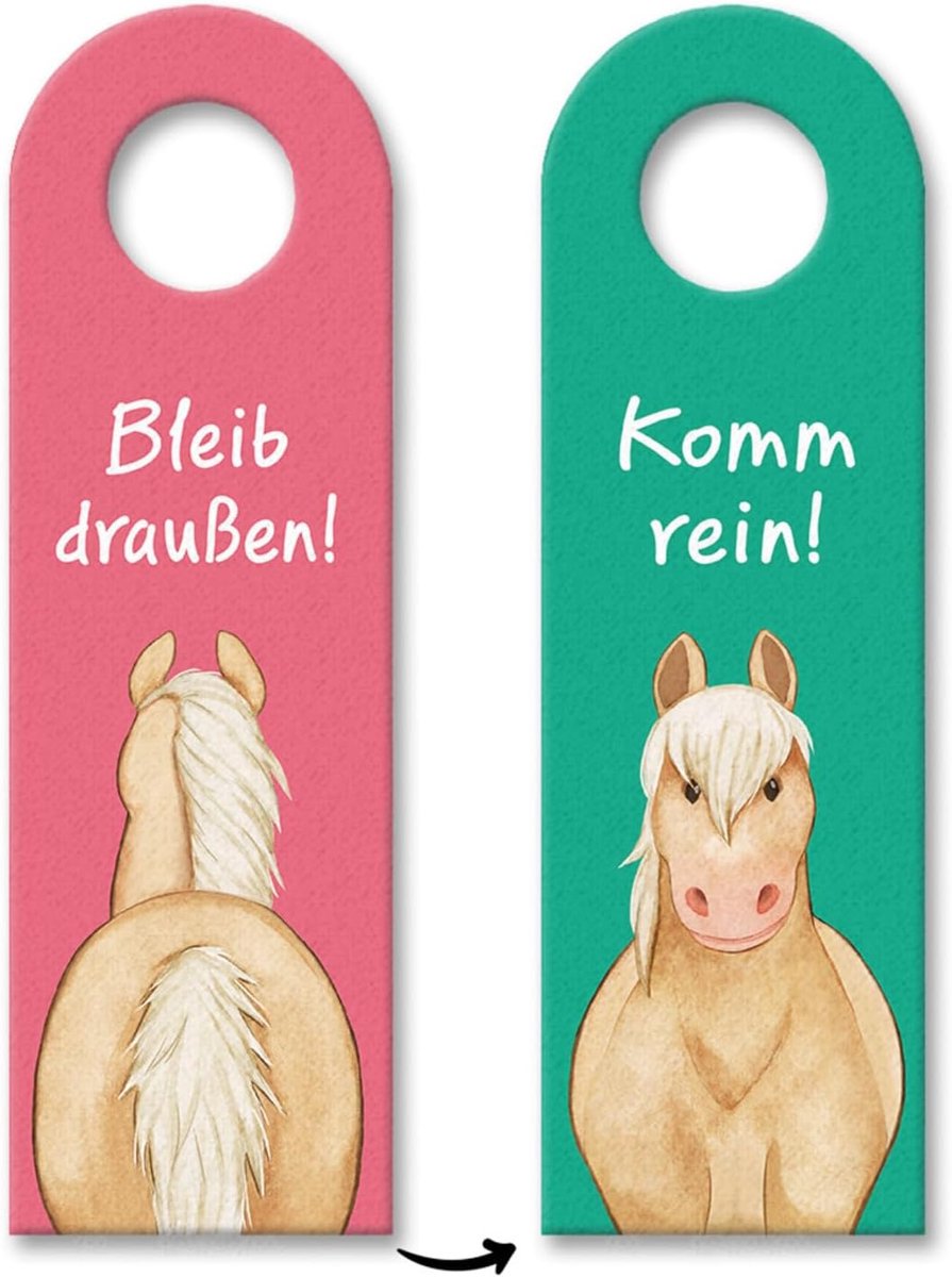 Deurhanger Paard met Tekst "Blijb Buiten" - Schattige Pony Decoratie - Ideaal voor Meisjeskamer - ShopVlot