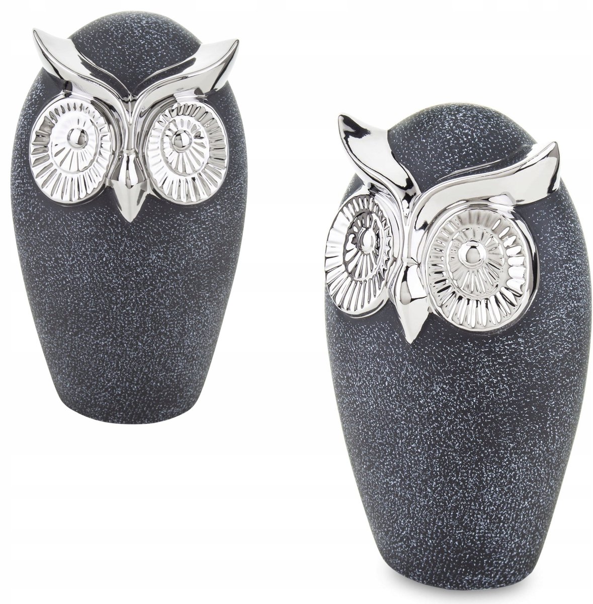 Decoratieve Uil Figuur Zwart Zilver Keramiek 20cm