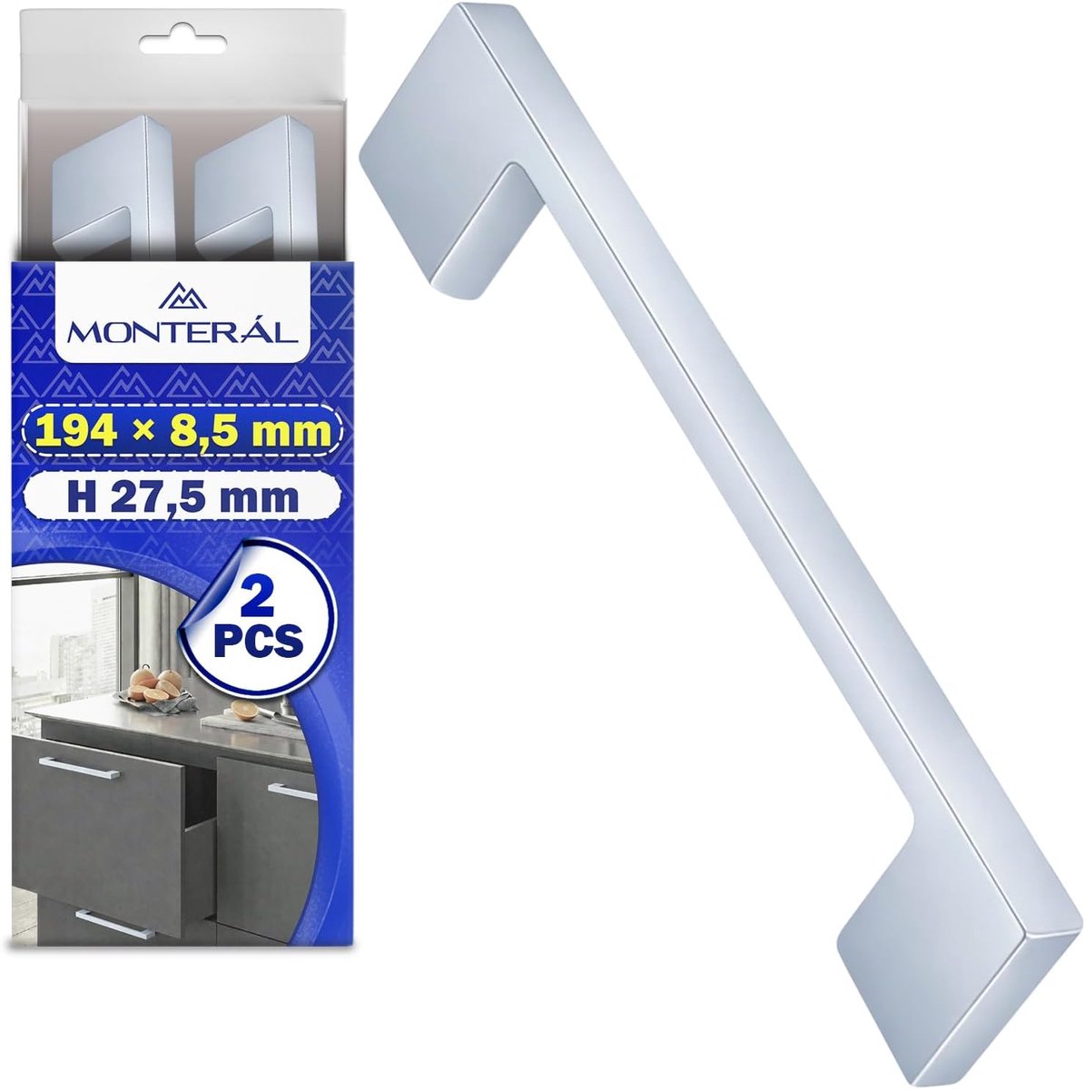 Keukenhandgrepen 194 mm - grijs aluminium - moderne uitstraling - perfect voor meubels - ShopVlot