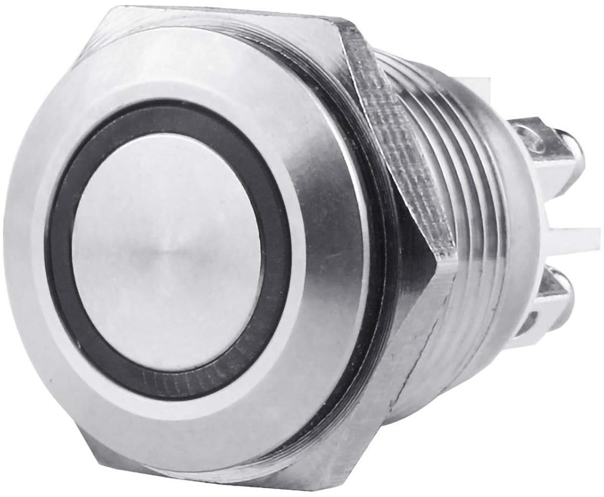 Ronde drukknop 16mm - waterdicht - roestvrijstalen behuizing - eenvoudig te installeren - ShopVlot