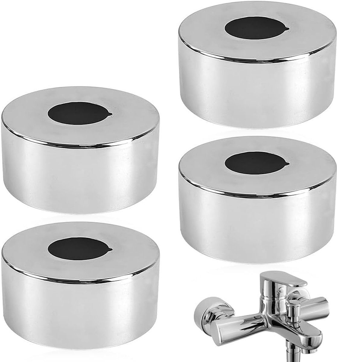 Faucetrosettes 66 mm - RVS - Decoratief en duurzaam - Voor sanitairinstallaties - ShopVlot