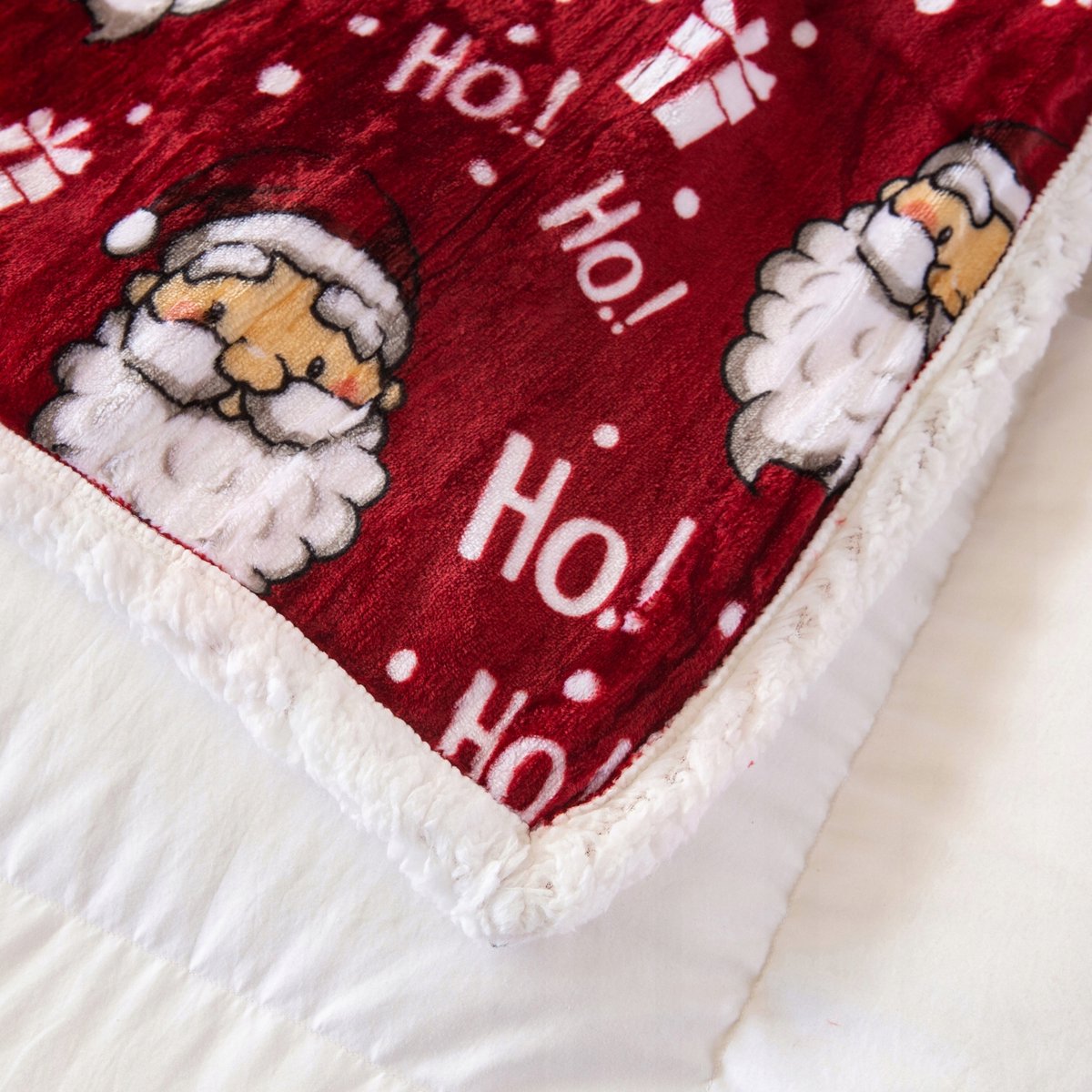 Zacht Kerst Plaid met Sherpa - 160x200 cm - Rood met Sneeuwman