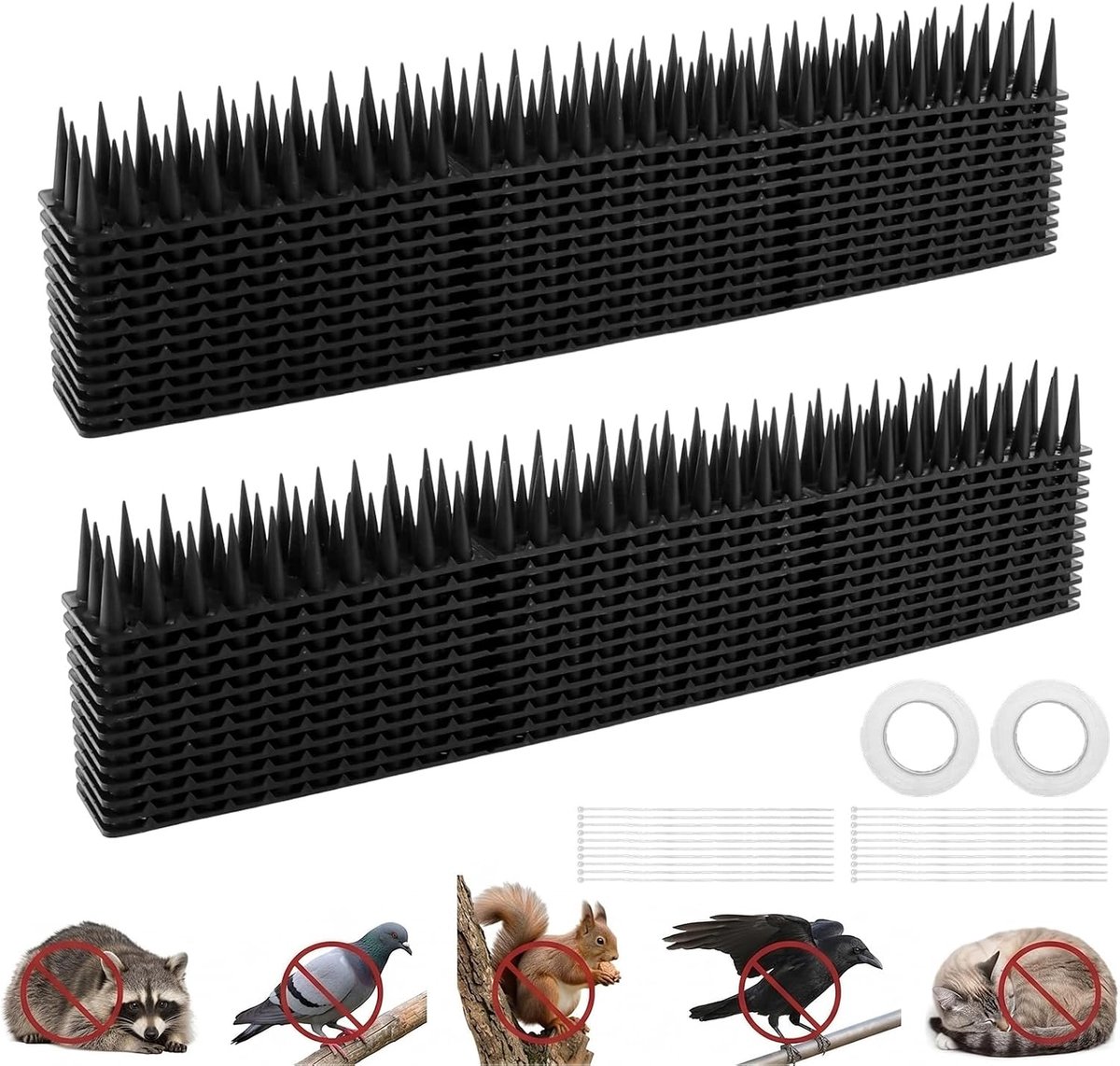 Duivenafweer sporen 24 stuks - 43 x 4 x 3,5 cm - kunststof - bescherming voor balkon - ShopVlot