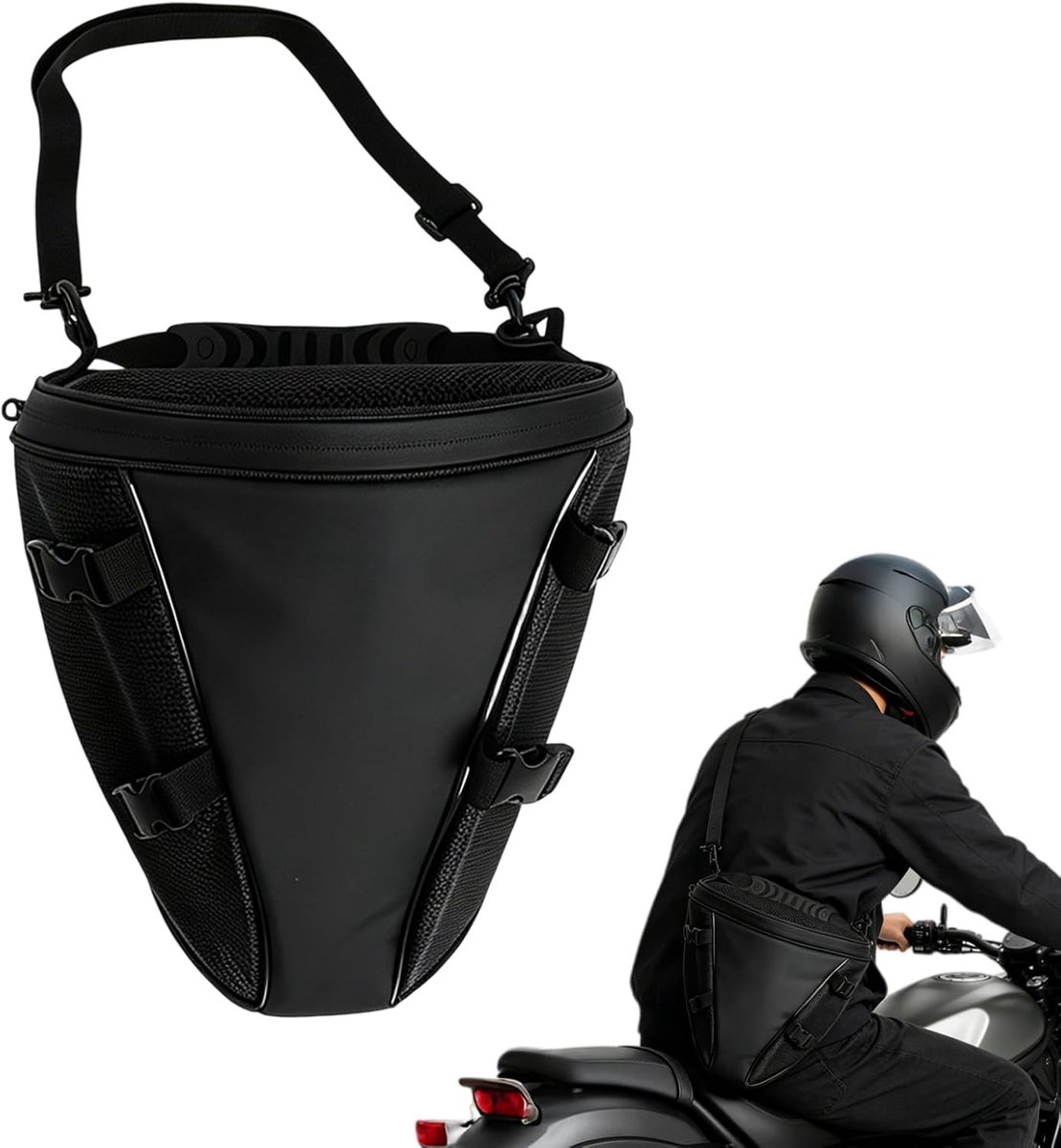 Motorfiets achtertas 35 x 30 x 23 cm - waterdichte PU-bagagetas - grote capaciteit - ideaal voor outdoor reizen - ShopVlot