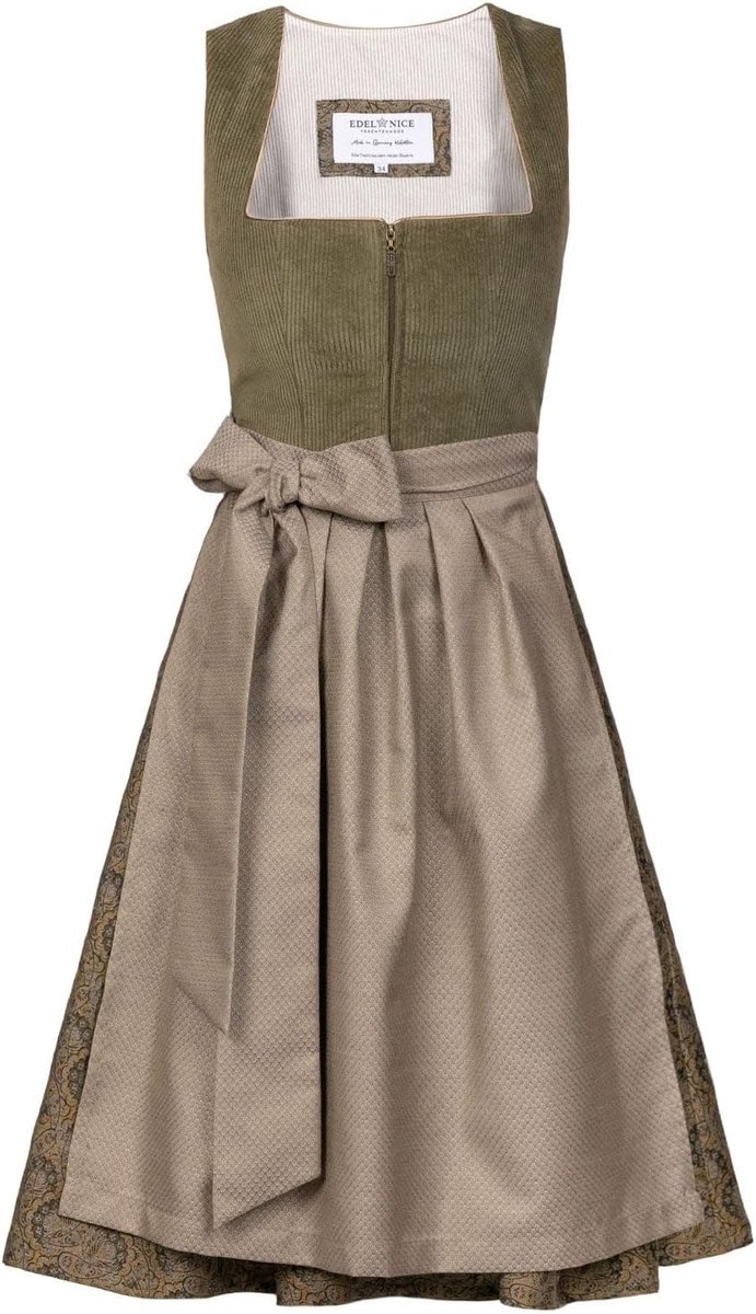 Dirndl midi Emilia groen cord - traditionele schort - perfect voor feesten - ShopVlot