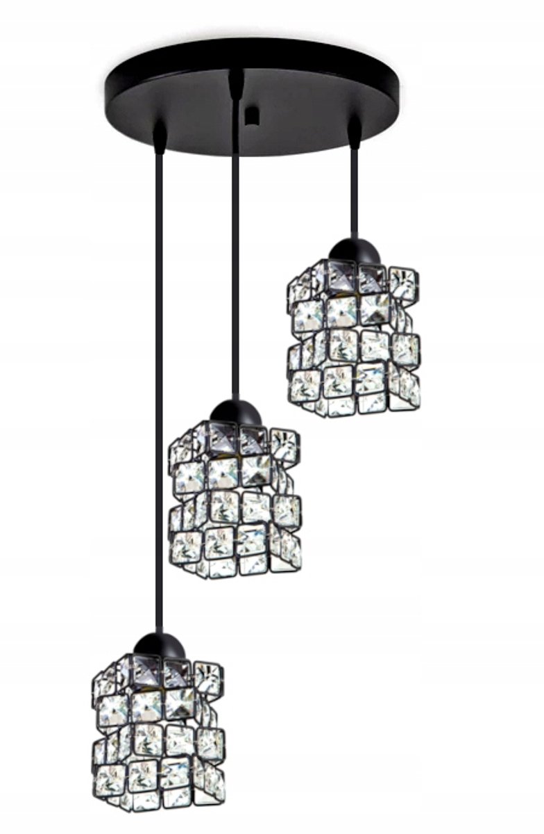 Luxe Hanglamp Zwart met Kristallen - E27 Fitting