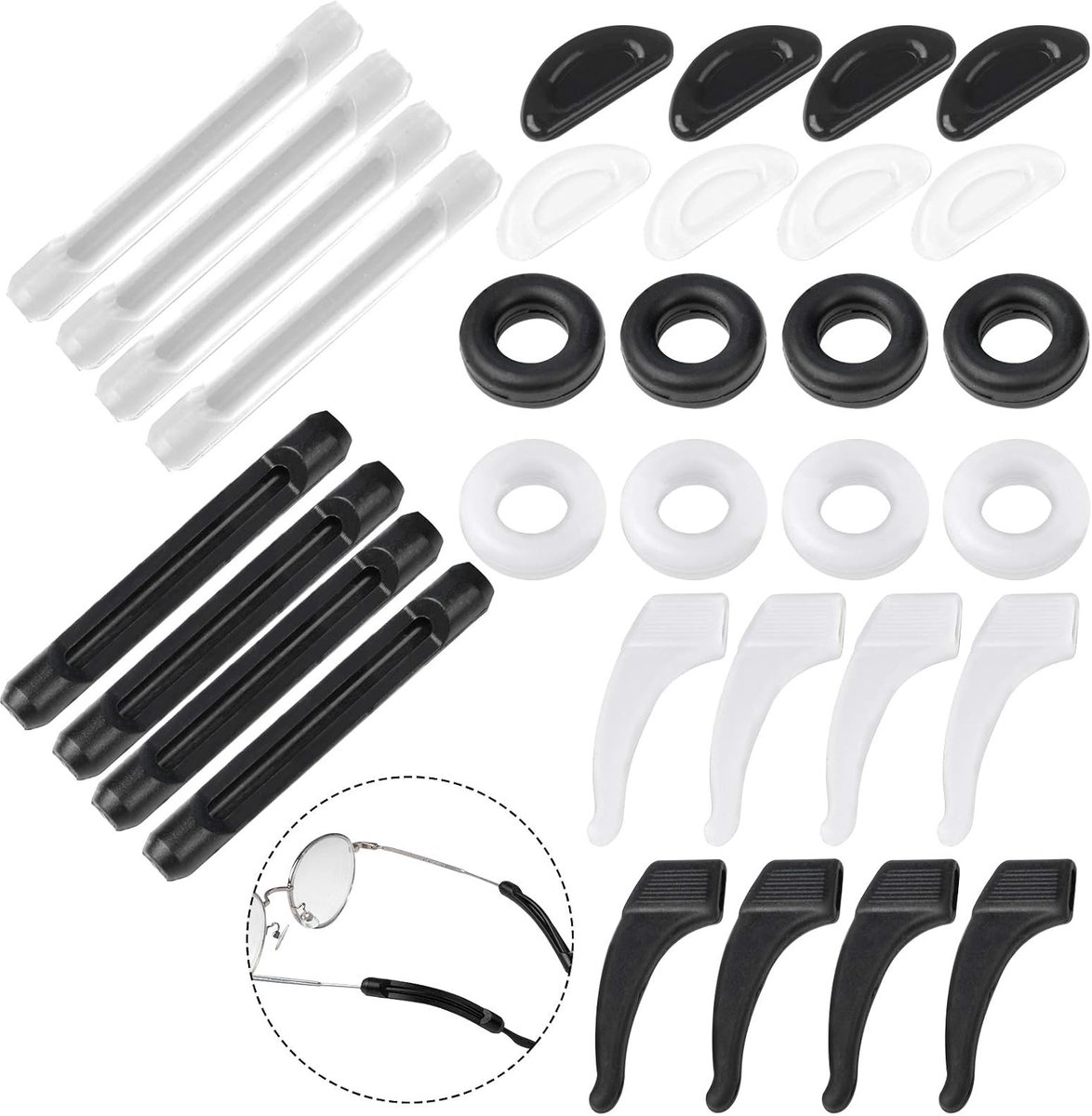 16 paar antislip brillenhouders van siliconen, oorhaken voor brillen van siliconen, comfortabel, antislip, voor - ShopVlot