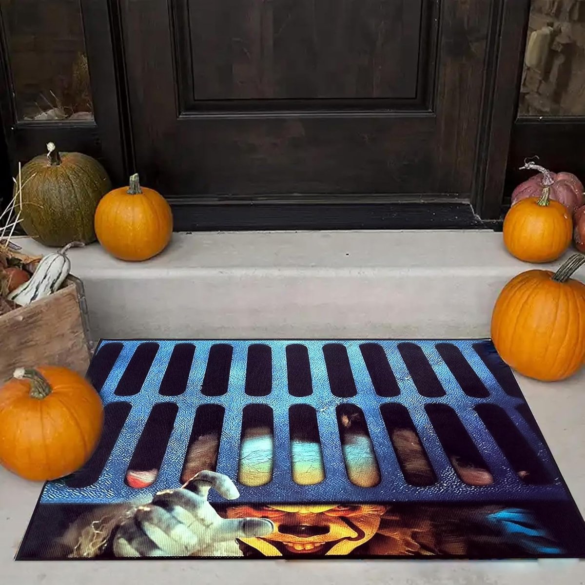 Creepy Clown Door Mat for Halloween, Non-Slip Interior Entrance, Outdoor Door Mat, Funny and Durable Door Mat for - ShopVlot