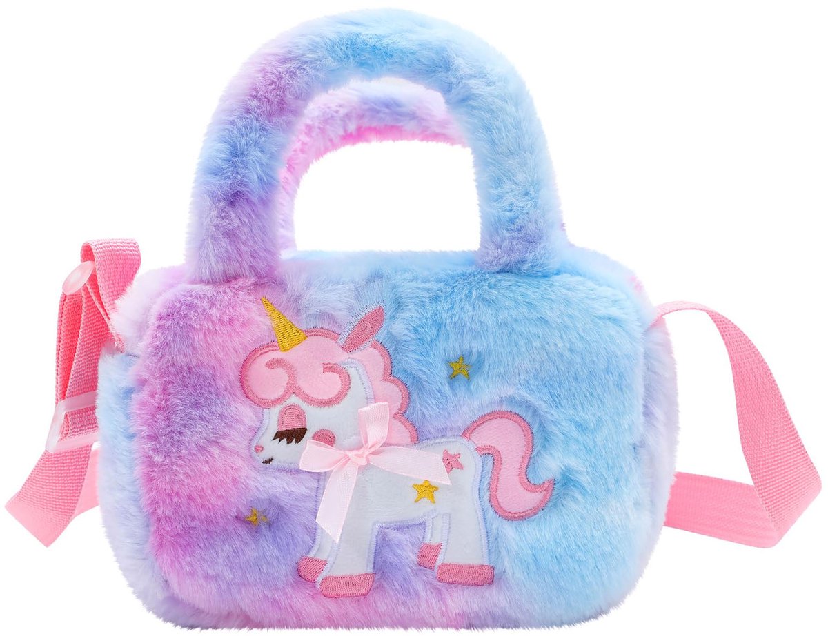 Casalora Crossbodytas voor kinderen – Pluche eenhoorntas – Handtas voor kinderen – Eenhoorntasje voor meisjes – Zacht en comfortabel – Geschikt voor kleine meisjes – Paars