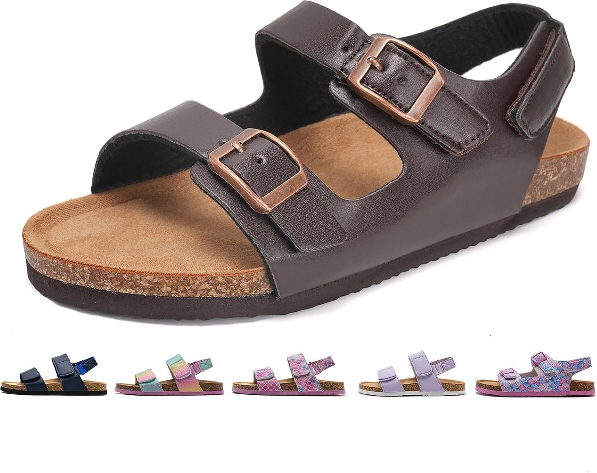Torotto Sandals for Girls and Boys, Cork Summer Sandals with Strap, Adjustable Buckle, Non-Slip Shoes for Indoor and - ShopVlot