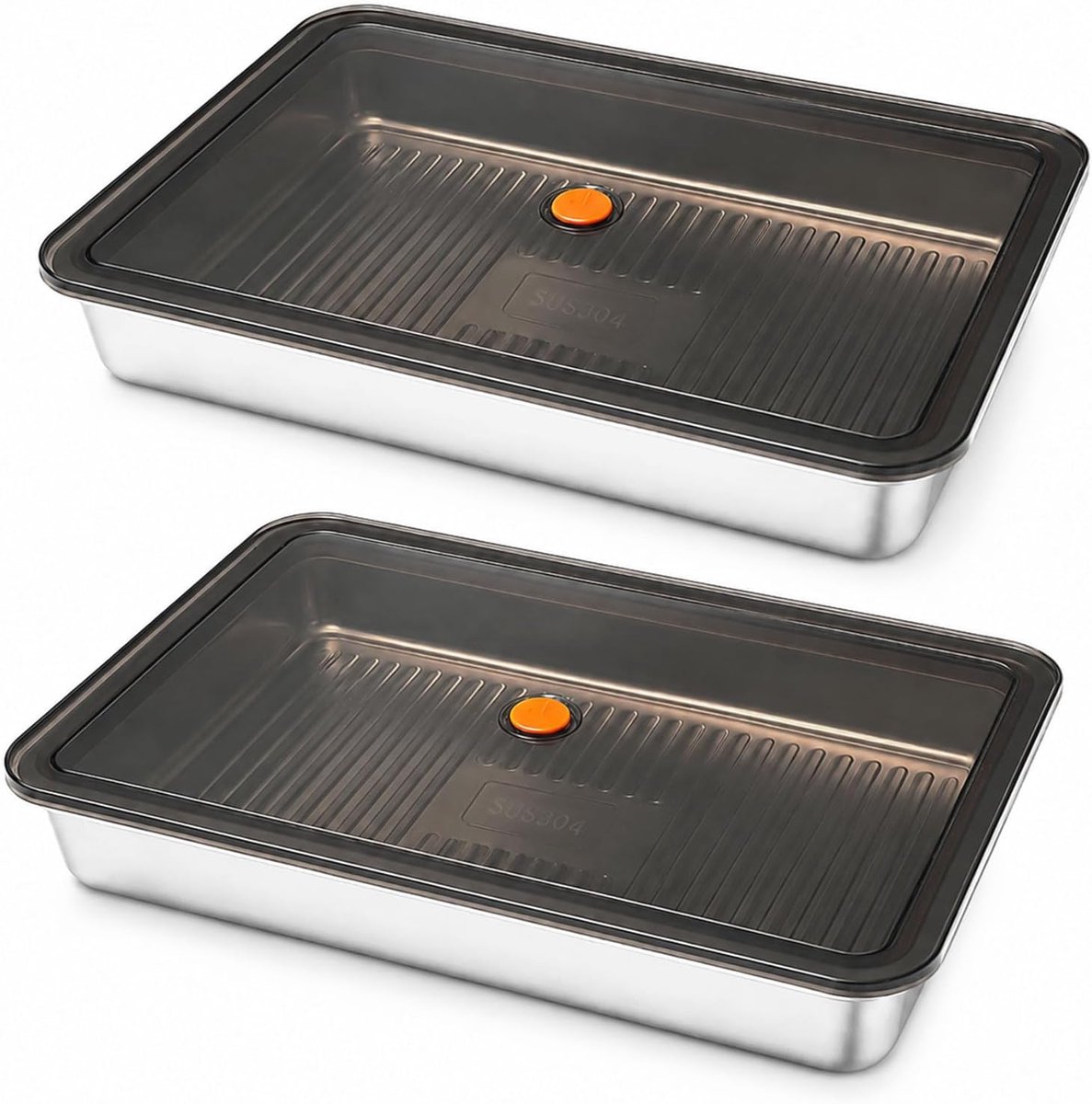 2 stuks pizzaballen box met deksel roestvrij staal pizza gistbox - ShopVlot