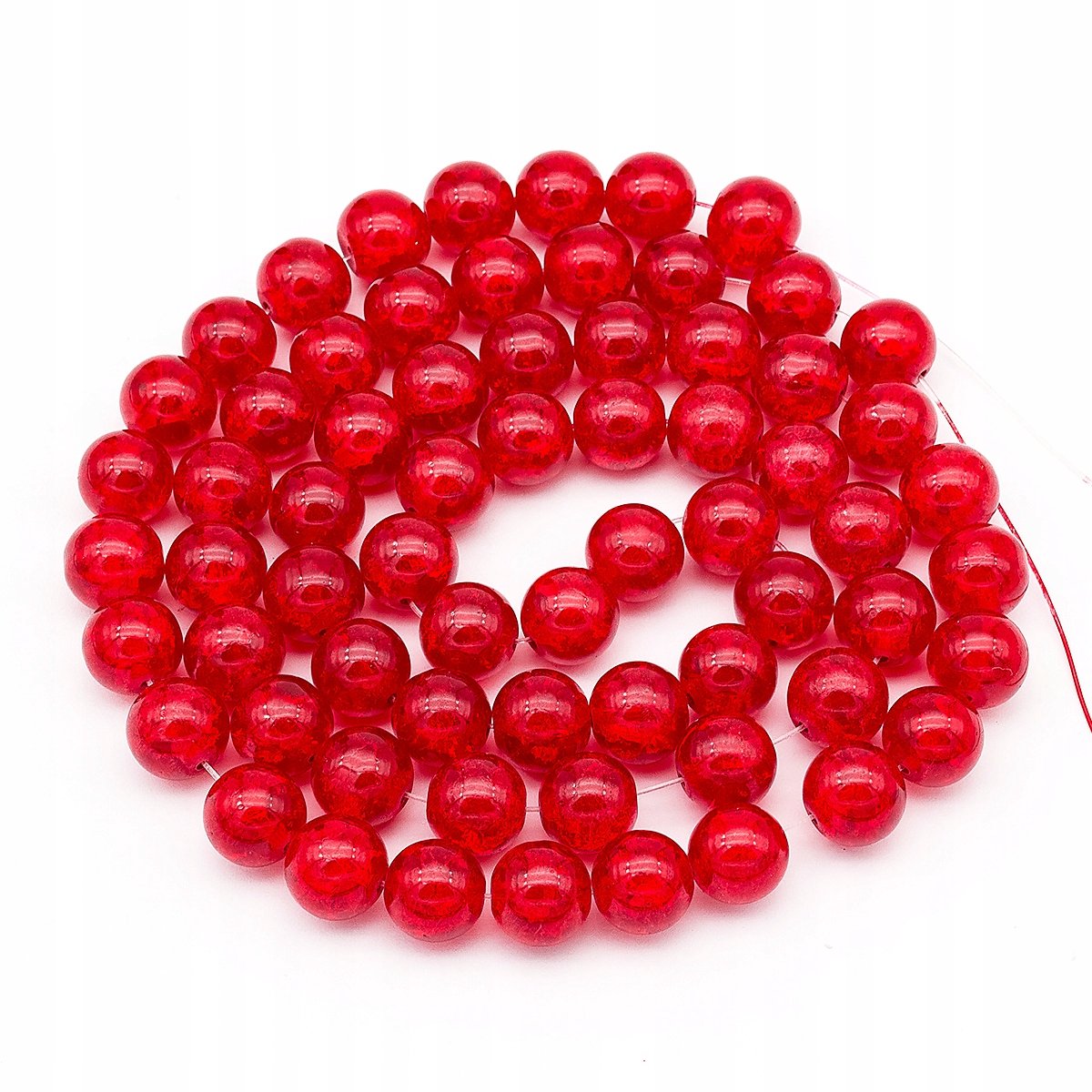 Merloos Glazen Crackle Kralen, Rond, Rood, 12mm, 64 stuks
