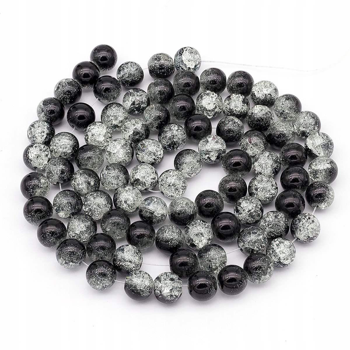 Merkloze Glazen Crackle Kralen - Zwart, 10mm, 75 stuks