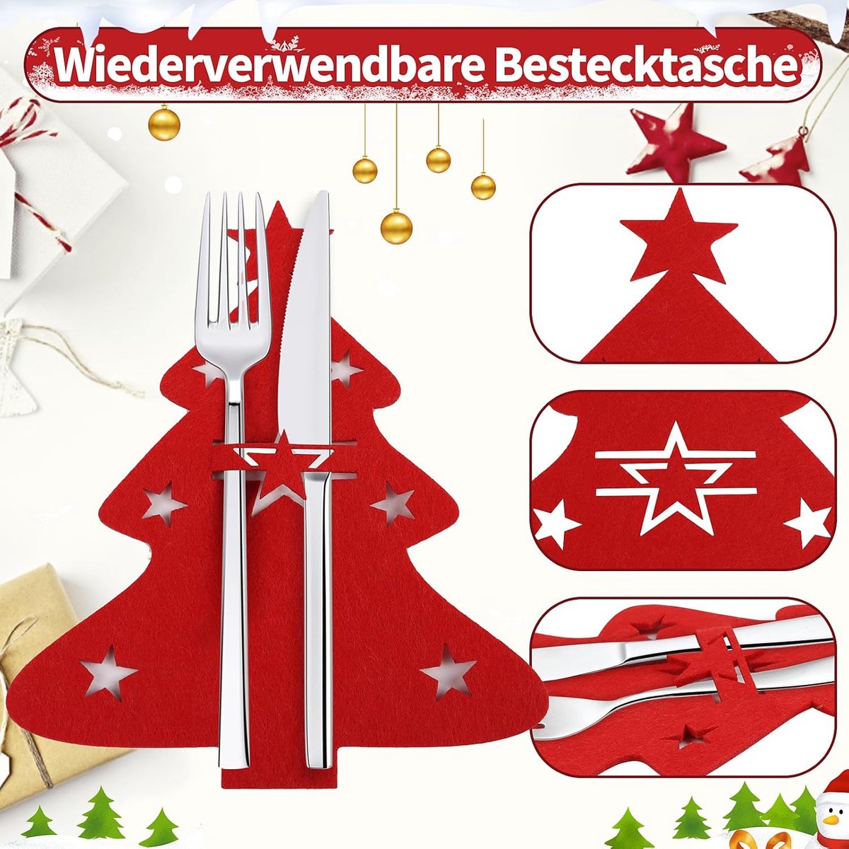 LOMIMOS 16 Pcs Christmas Tree Cutlery Bags Felt,Red Green Christmas Tree Table Decoration Cutlery Bags Cutlery Bags - ShopVlot