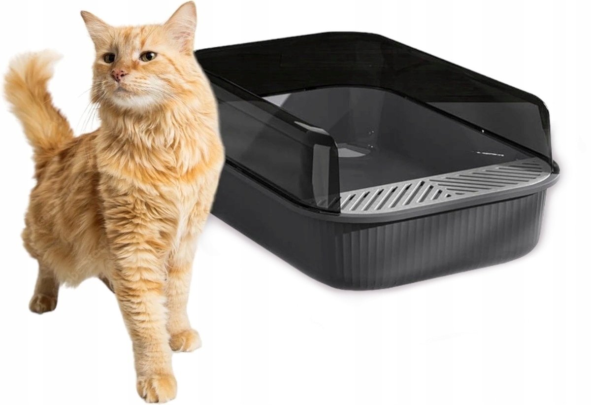 Open Kattenbak met Rand en Schep - Grijs