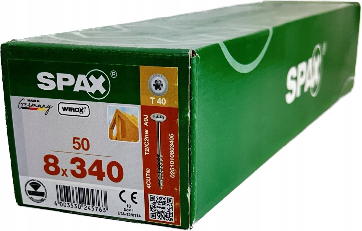 SPAX WIROX Houtconstructieschroeven 8x340mm, 50 stuks