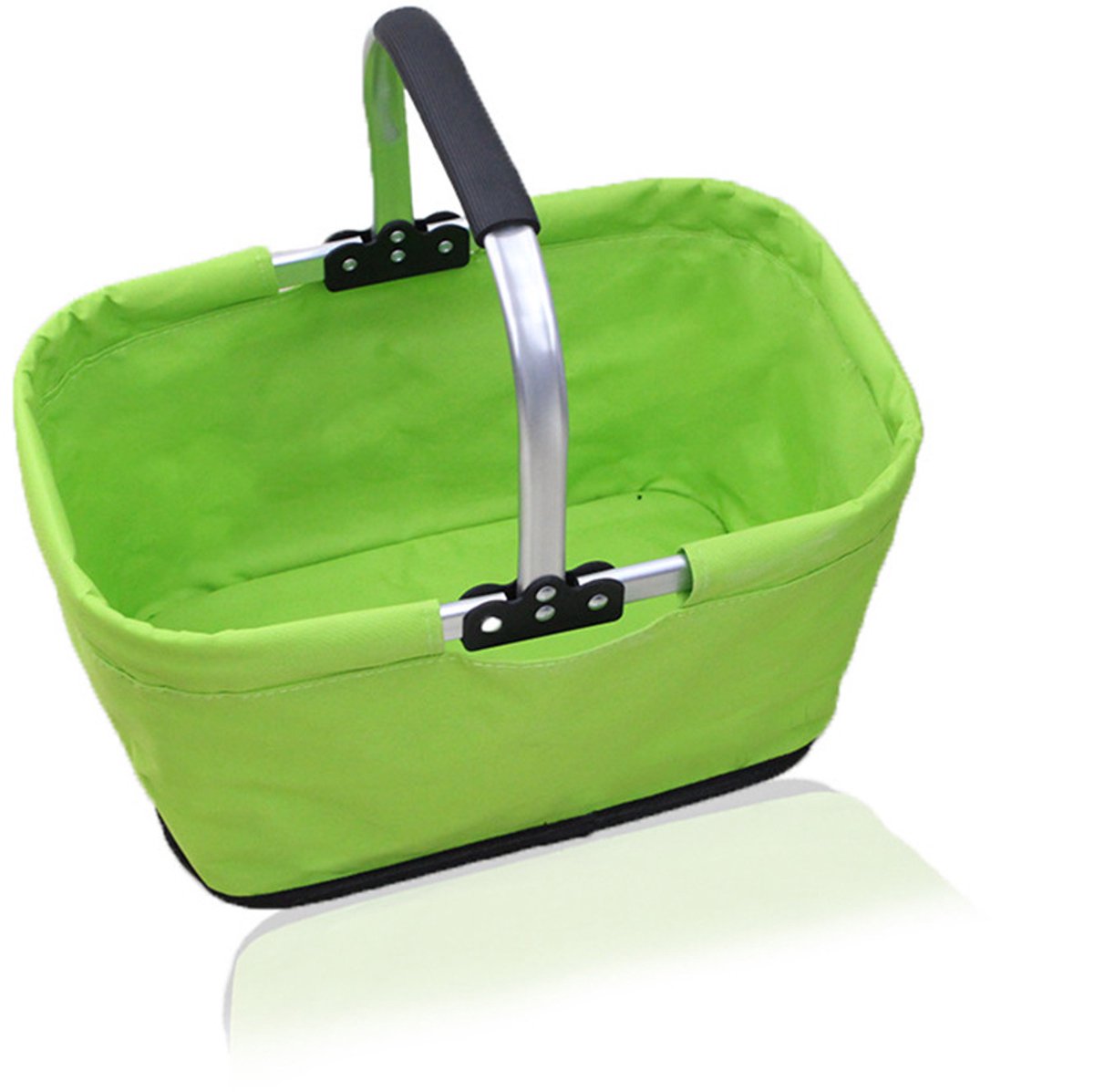 Opvouwbare boodschappenmand 43*28*22cm, picknickmand met aluminium frame en gevoerde handgrepen, groente