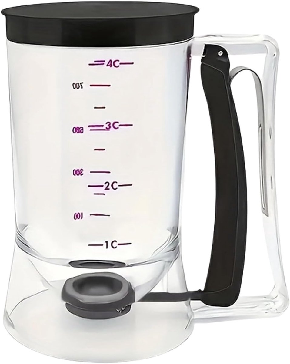 Batter Dispenser - Maatbeker - Voor Nauwkeurige Beslag Dosering - BPA Vrij - 900ML - Deeg Dispenser - keukenaccessoires - kunststof - transparant,zwart - Anti druppel - Bakgereedschap - Keukenbenodigdheden - Beslag dispenser