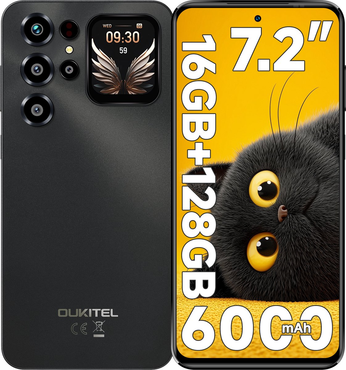 OUKITEL C68 Plus Smartphone 4G-16GB RAM-128GB Opslag-6000 mAh Accu-Android 15-Dubbel Beeldscherm