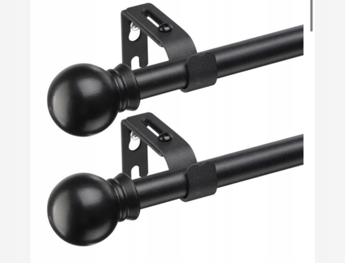 Verstelbare Telescoop Gordijnroede 78-115cm Zwart - Set van 2